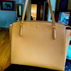 Tori Burch Emerson top zip tote in cardamom